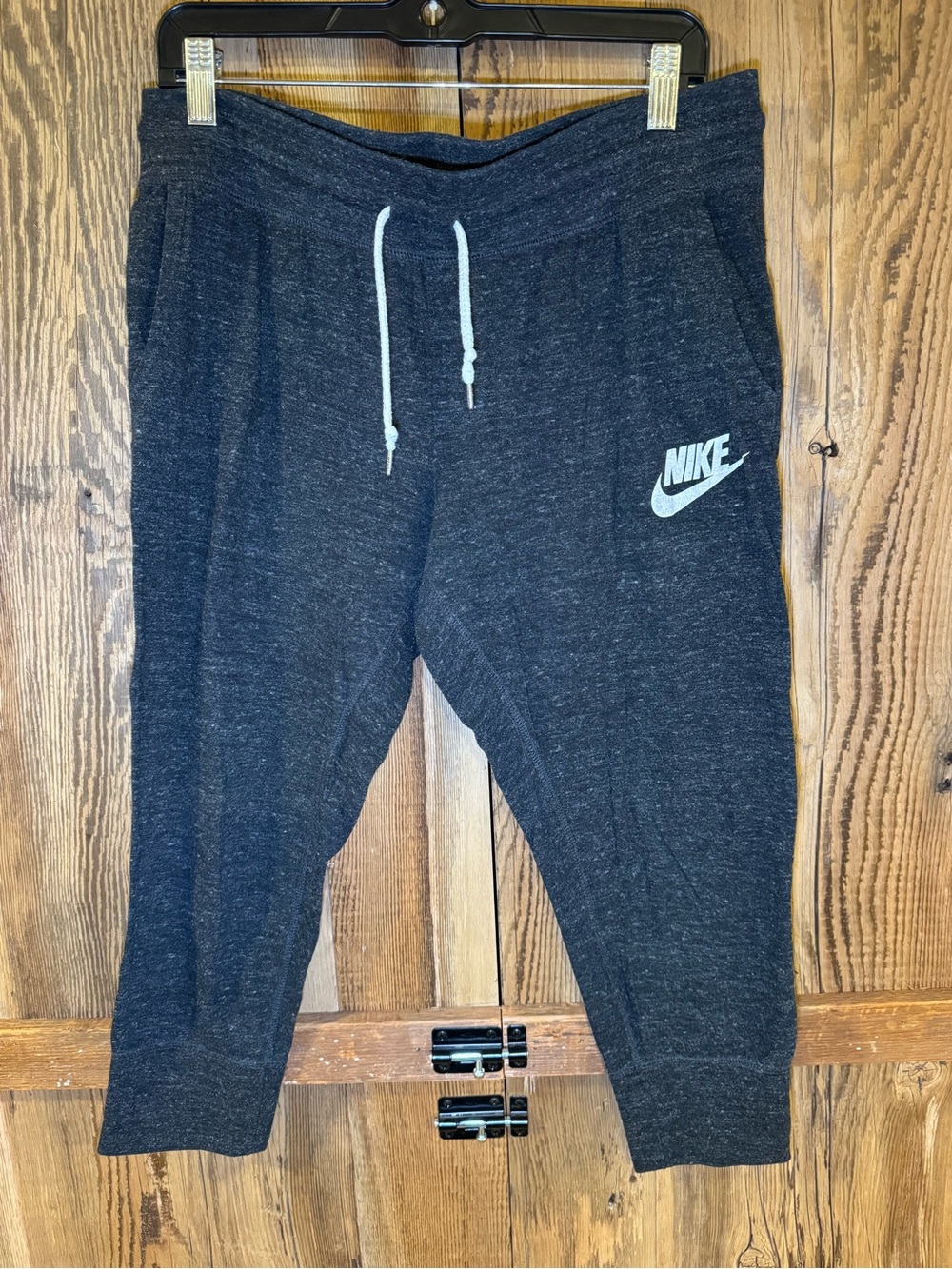 Nike Black Heather Jogger Capris with White Drawstring